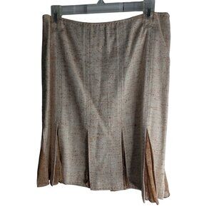 Elie Tahari Midi Skirt Womens Sz 6P Pigalle Tweed Lacey Pleats Retro Academia